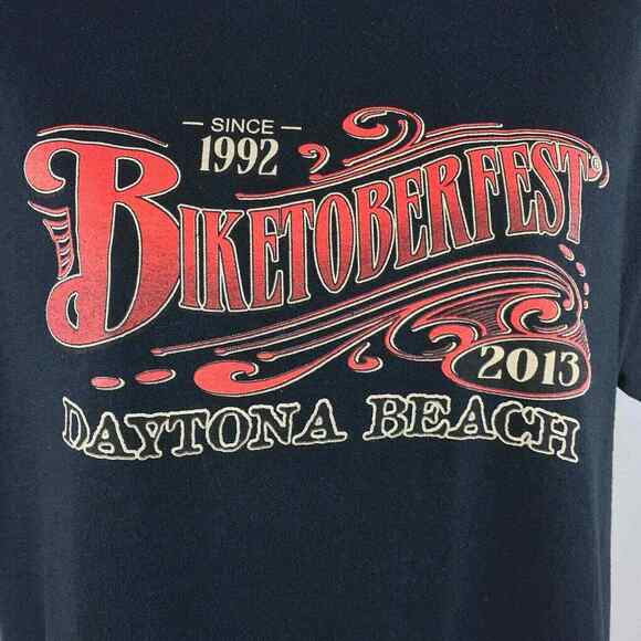 Mens Biker Motorcycle T Shirt Sz Medium Black Jerzees 2013 Biketoberfest Graphic - Picture 3 of 8